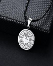 Colliers pendentifs Modyle 2021 Chaîne en cuir Collier de prière de couleur argentée pour homme les bijoux catholiques de l'homme en gros 3278966