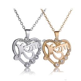 Pendentif Colliers Maman Coeur Collier Amour Diamant Accessoires De Mode Fête Des Mères Thanksgiving Cadeau De Noël Drop Livraison Bijoux P Dhly9