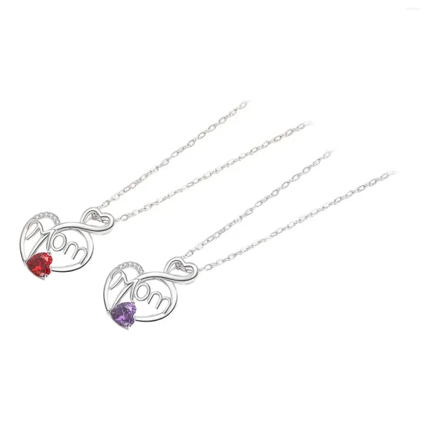 Colliers pendants Collier de maman bijoux de fils Trendy Romantic Birthstone Heart Conets pour mère grand-mère épouse ses vacances