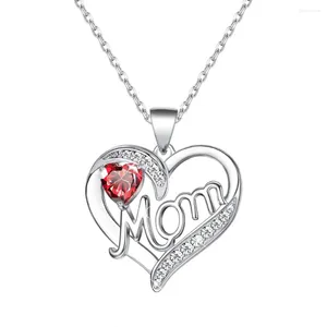 Colliers pendants Collier de maman cadeaux de la fête des mères anniversaire de forme de coeur pour maman cristal