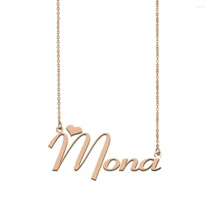 Pendentif Colliers Mona Nom Collier Personnaliser Plaque Nominative Pour Femmes Filles Amis Anniversaire Mariage Noël Mère Jours Cadeau