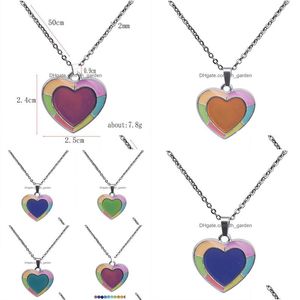 Ожерелья с подвесками, изменяющее цвет сердца, ожерелье с датчиком температуры, кулон, женские и детские ожерелья, модные украшения, Wi Dhgarden Dhmtq