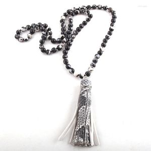 Pendentif Colliers Moodpc Mode Bohème Tribal Bijoux Pierre Long Noué Gland Pour Femmes Perles Collier