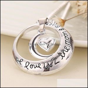 Pendentif Colliers Lune Je t'aime au et au dos Collier de coeur Sun Drop Livraison 2021 Pendentifs de bijoux Mjfashion DHFZL