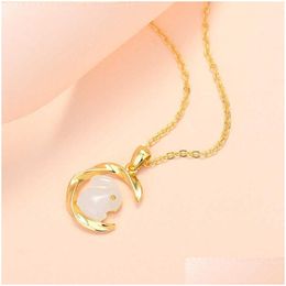 Colliers pendants Collier de lapin Jade Inlaid Womens Luxury Luxury Small Design Send Collar Collar 2023 Winter Gift Drop Livrot Dheks