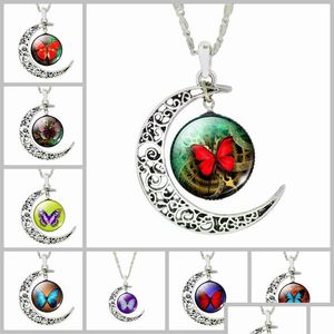 Pendentif Colliers Collier Lune Galaxy Planète Verre Cabochon Image Sier Demi Déclaration Chaîne Colliers Ras Du Cou Pendentifs Drop Livraison Dhczi