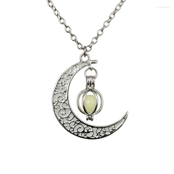 Pendentif Colliers Collier de lune brillant dans la nuit Chaîne de cou réglable pour femmes Vêtements de fête Tenue Bijoux Accessoires