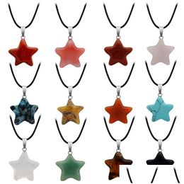 Colliers pendentif lune étoile pendentif collier bijoux de mode pour femmes hommes fille cadeau cristal naturel Quartz pierre Turquoise coeur Char Dhp2G
