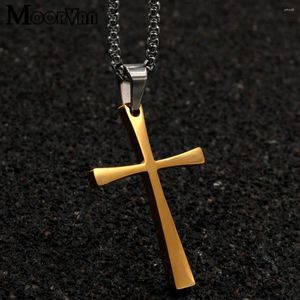 Pendentif Colliers Moorvan Croix Pour Hommes Casual Bijoux Simple Personnalité Mode Crucifix Mâle Femelle En Acier Inoxydable Collier De Noël