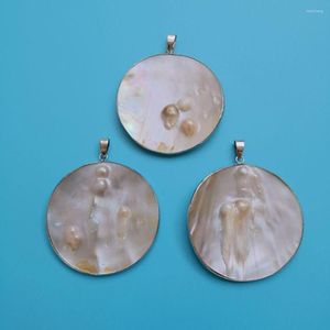 Collares colgantes MOP186 Venta al por mayor Perla de concha de mar redonda para accesorios de collar Concha de mar 15 piezas