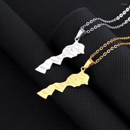 Pendentif Colliers Carte du Maroc avec collier de ville en acier inoxydable pour femmes hommes or argent couleur charme mode ras du cou bijoux
