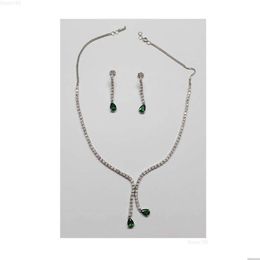 Colliers pendentifs Le plus vendu en or 14 carats 7,11 ctw diamant blanc collier émeraude ensemble pour anniversaire et fiançailles livraison directe juif Dh5A7