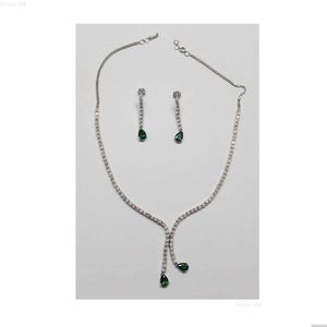 Hangerkettingen Meest verkochte 14K gouden 7,11 ctw diamanten witte smaragd ketting set voor jubileum en verloving Drop Delivery Jood Dh5A7