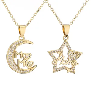 Pendentif Colliers Fête des Mères Cadeau Chic Star Moon Mama Lettre Collier Exquis 18K Plaqué Or Charme Charme Pour Mère Bijoux Accessori