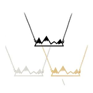 Hanger kettingen bergpiekvorm voor vrouwen goud sier zwarte sneeuwcap sneeuwtop charmeketens mode sieraden drop levering hangers otq36