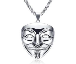 Colliers pendants films Vmens Collar Con Colgante de Acero Cadena Hip Hop Adecuado para Vendetta Anonymous2432770