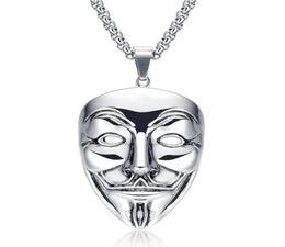 Colliers pendants films Vmens Collar Con Colgante de Acero Inoxydable Cadena Hip Hop Adecuado Para Vendetta Anonymous7881355