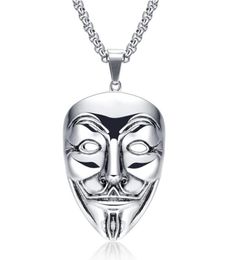 Colliers pendants films Vmens Collar Con Colgante de Acero Inoxydable Cadena Hip Hop Adecuado Para Vendetta Anonymous2733277