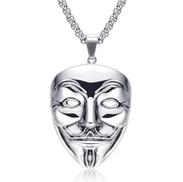 Colliers pendants films Vmens Collar Con Colgante de Acero Inoxydable Cadena Hip Hop Adecuado Para Vendetta Anonymous4082209