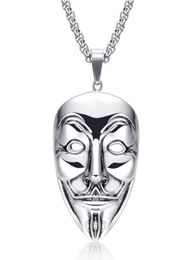 Colliers pendants films Vmens Collar Con Colgante de Acero Inoxydable Cadena Hip Hop Adecuado Para Vendetta Anonymous5008960
