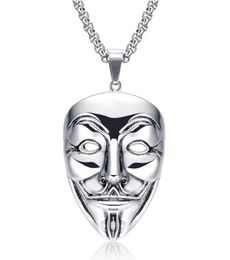 Colliers pendants films Vmens Collar Con Colgante de Acero Inoxydable Cadena Hip Hop Adecuado Para Vendetta Anonymous1672301