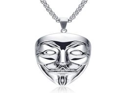 Colliers pendants films Vmens Collar Con Colgante de Acero Inoxydable Cadena Hip Hop Adecuado Para Vendetta Anonymous3069056