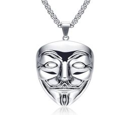 Colliers pendants films Vmens Collar Con Colgante de Acero Inoxydable Cadena Hip Hop Adecuado Para Vendetta Anonymous1999483