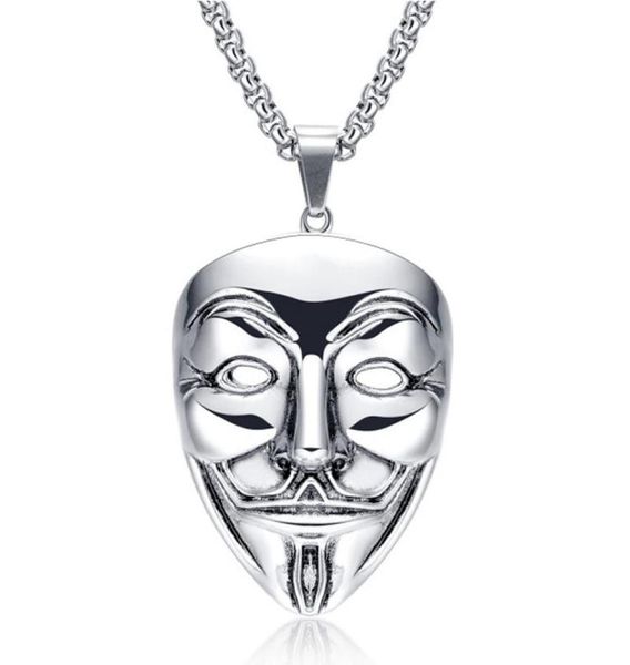 Pendentif Colliers Film VMens Collier Con Colgante De Acero Inoxidable Cadena Hip Hop Adecuado Para Vendetta Anonymous2741698