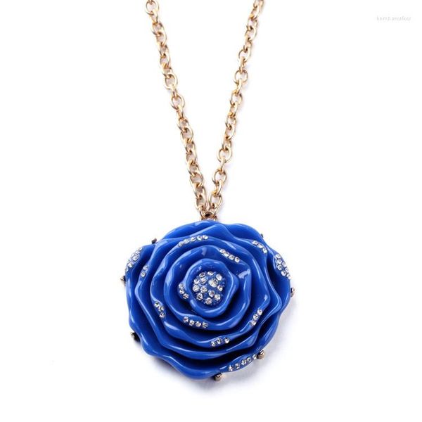 Pendentif Colliers MS Summer Fashion Match Blooming Rose Acrylique Pendentifs York Charme Mixte Long Collier