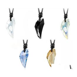 Collares pendientes Mticolor Colmillos Forma Cristal Hombres Mujeres Europeo Lobo Dientes Cuerda larga Cadena Parejas Joyería 20211224 T2 Drop Delive Dheco