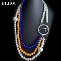 Collares colgantes Muiot Fashion Sigma Gamma Rho Sociedad de hermandad de hermandad Combina Circular Charm Temperamento de perlas de múltiples capas Mujeres
