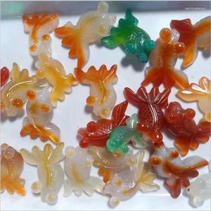 Pendentif Colliers Multicolore Agate Poisson Rouge Jade Pendentifs Magasin de Bijoux Fourniture de Diffusion En Direct En Gros