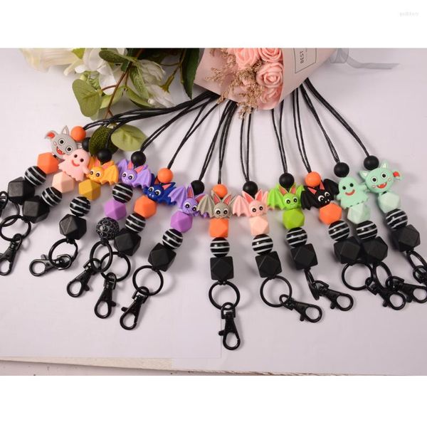 Pendentif Colliers Multicolore Chauve-Souris Belle Petit Fantôme Collier Noir Perlé Pour Les Femmes De Mode Halloween Bijoux Fête