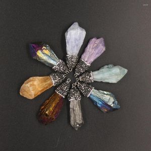 Pendentif Colliers Multicolore Cristal Quartz Druzy Véritable Pierre Naturelle Guérison Reiki Chakra Rose Drusy Femmes Bijoux