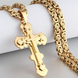 Hanger Kettingen Meerlagige Klinknagel Kruisketting Rvs Kerk Link Chain Voor Mannen Orthodoxe Gebed Sieraden Gift307v