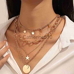 Hangende kettingen Meerlagige Boho Tassels Star Sheet hanger kettingen voor vrouwen geometrie ketting choker ketting mode sieraden valentijns geschenk J230817