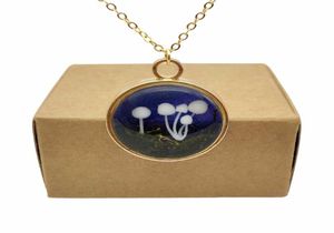 Colliers pendants Champignons 3d Forest Landscape Moss Underbrush Starry Gold Color Collier Long Women Boho Fashion Jewelry Bo9106095