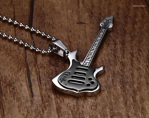 Collares pendientes Joyas musicales Collar de guitarra grande en acero inoxidable