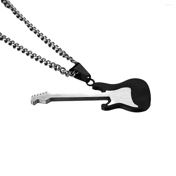 Collares pendientes Collar de música Colgantes en forma de guitarra a juego Cadena de suéter europea y americana