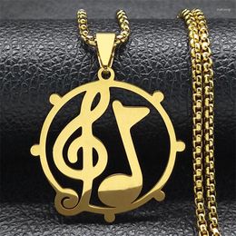 Pendentif Colliers Musique Treble Clef Note Collier Pour Femmes Hommes En Acier Inoxydable Couleur Or Symbole Musical Chaîne Cadeau Bijoux Colar N9747S02