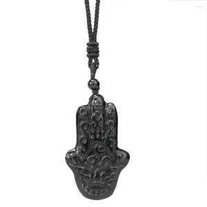 Pendentif Colliers Musulman Mohammed Main de Fatima Obsidienne Collier Bouddhiste Lotus Lune Étoiles Oeil Drusy Quarz Amulette Mascotte Charms Bijoux