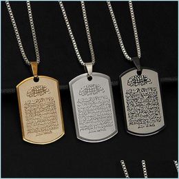 Hanger kettingen moslim ketting roestvrij staal met touwketen mannen vrouwen islamitische koran Arabische mode sieraden drop levering 2022 nec dhbdg