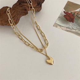 Hanger Kettingen MUZHI Goud Kleur Ketting Hiphop Trui Ketting Liefde Lange Multi-layer Voor Vrouwen Mode-sieraden