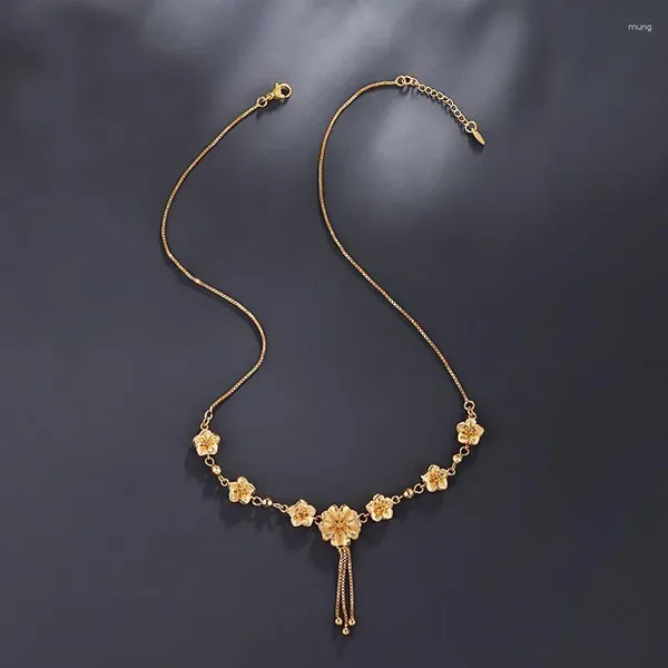 Collares colgantes MxGxFam Flores florecientes para mujeres Joyería de boda Dubai 24 K Chapado en oro puro Buena calidad