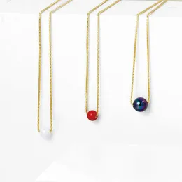 Pendentif Colliers MxGxFam Unique Perle Rouge Neacklace Pour Femmes Élégantes 24 K Couleur Or Jaune Avec Chaîne De Boîte