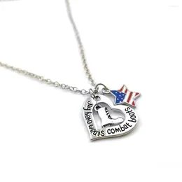 Colliers pendants mon héros porte du collier de bottes de combat drapeau du collier de coeur de bijoux des États-Unis