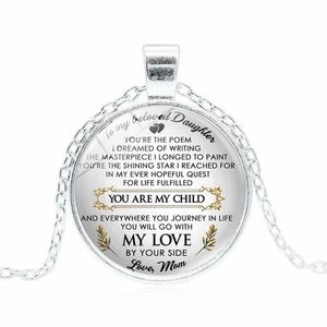 Pendentif Colliers Mon Amour Enfant Collier Lettre Mère Père Verre Cabochon Bijoux De Mode Will Et Sandy Drop Ship Livraison Pendan Dhee3