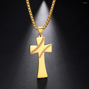Hanger Kettingen Mijn Vorm Honkbal Patroon Kruis Voor Mannen Rvs Ketting Christelijke Katholieke Religie Sieraden Amulet