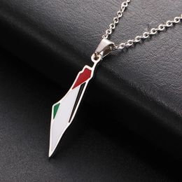 Colliers pendentiels My Forme Palestine Carte Flag Collier pour femmes hommes en acier inoxydable Géographie Chaîne de cou Bijoux en gros