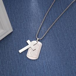 Colliers de pendentif ma forme vintage croix Écriture Bible sainte pour hommes en acier inoxydable religieux Jésus Jésus